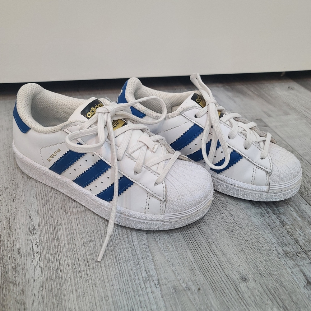 Adidas Superstar Blue White Little Kids Sneakers Shoes Size 11 Toddler